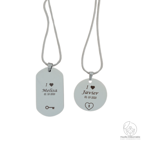 Collares para parejas personalizados I ♥ Nombre - Imagen 3