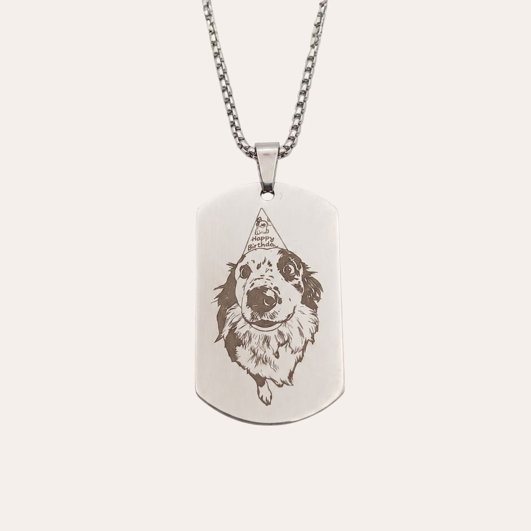 Collar Fotograbado Plaquita Militar Pequeña Collar Fotograbado Placa militar
