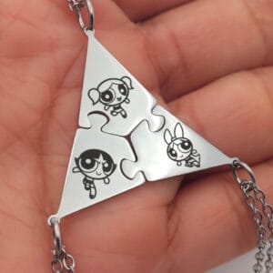 Pack de collares para tres amigas - triangulo rompecabezas con las chicas super poderosas