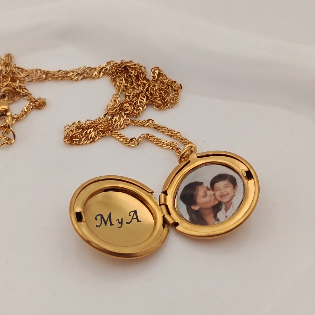 Collar con foto dentro - Circular Pequeño Dorado Collar con foto dentro impresa - Circular dorado
