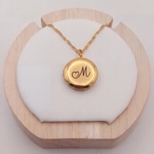 Collar con foto dentro impresa - Circular dorado
