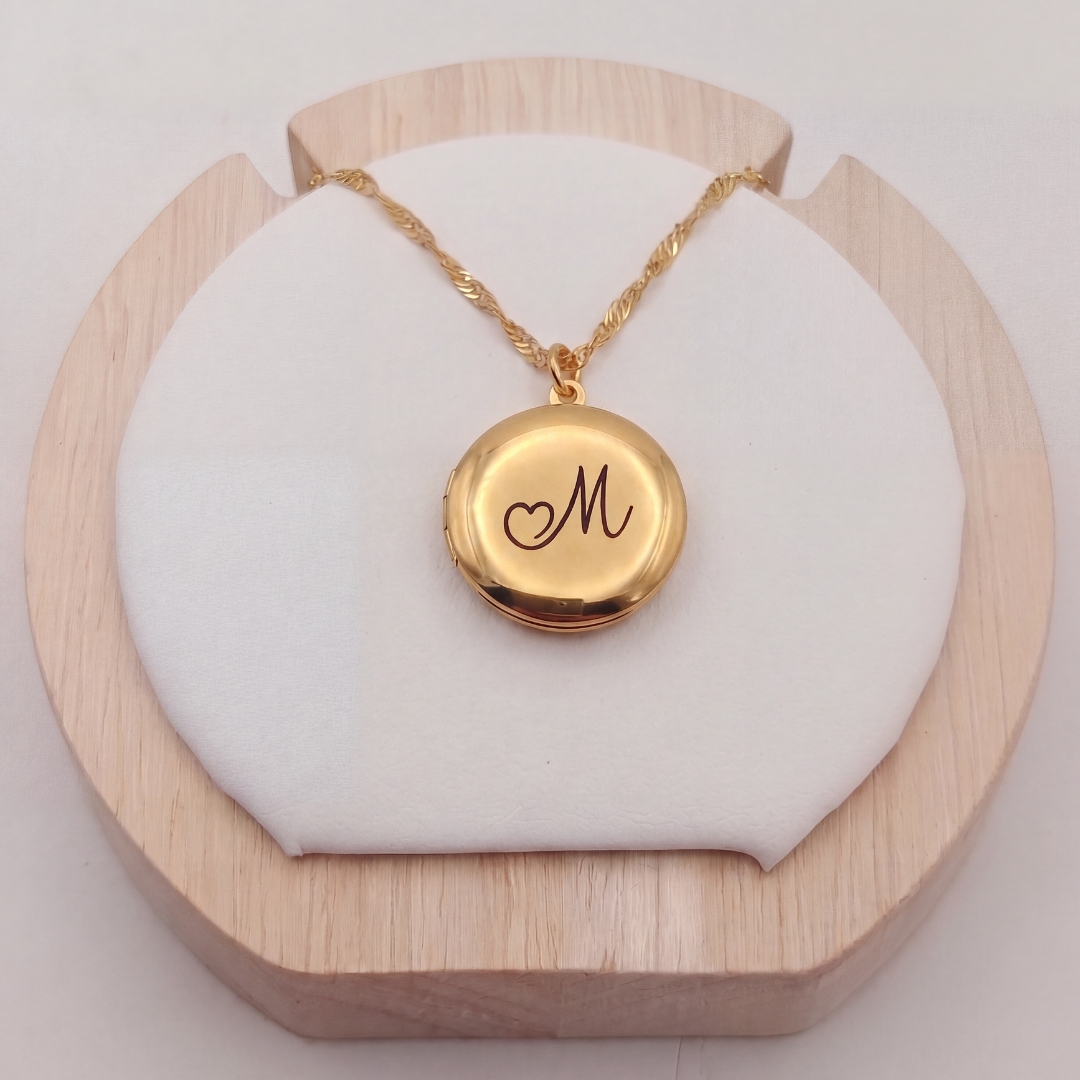 Collar con foto dentro - Circular Pequeño Dorado Collar con foto dentro impresa - Circular dorado