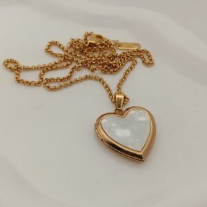 Collar para Poner fotos corazon dorado nacarado
